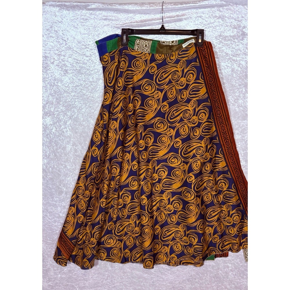 Earthbound Trading Co Skirt Multicolor Paisley Long Wrap Reversible Tie Woven